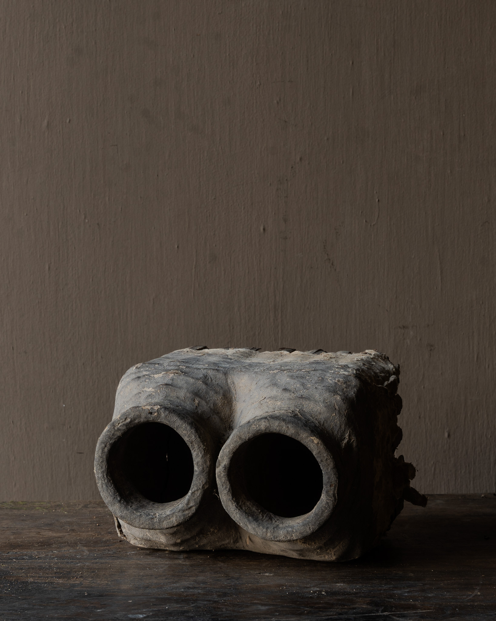 Dubbele antieke Rieten Nepalese Leem Kruik-6