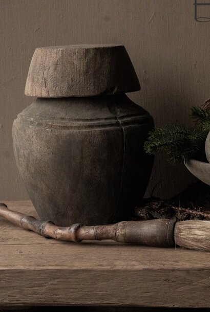 Old Solid Wooden Pot – India