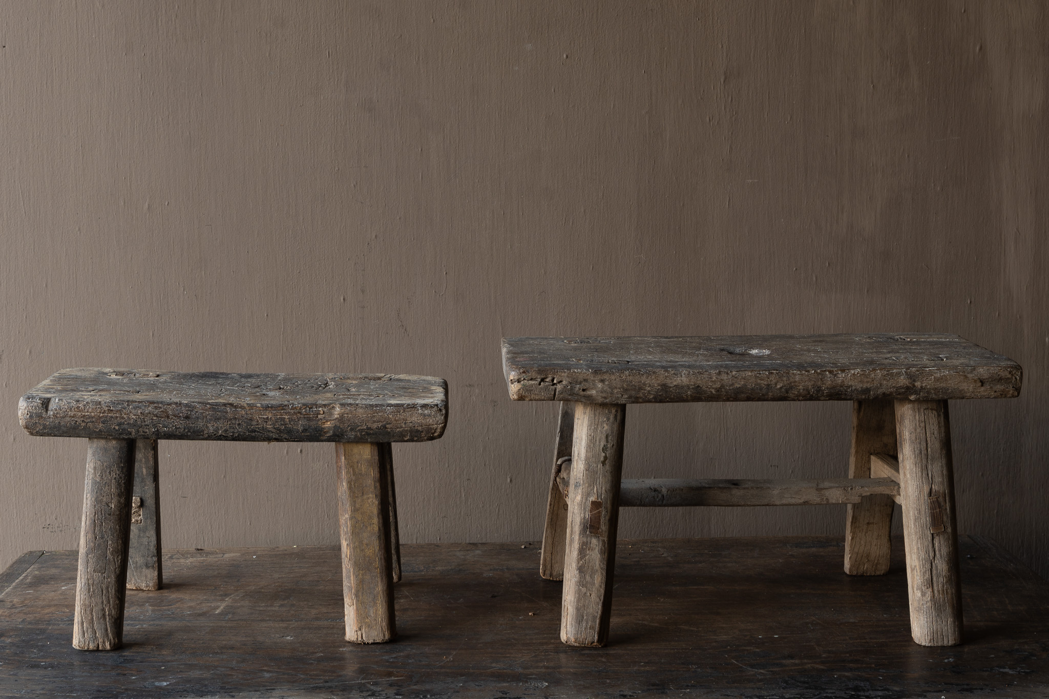 Authentiek Elmwood Houten mini Krukje-3