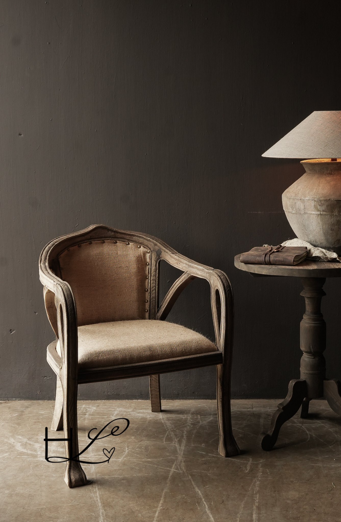 Sturdy sandblasted wooden country armchair-8