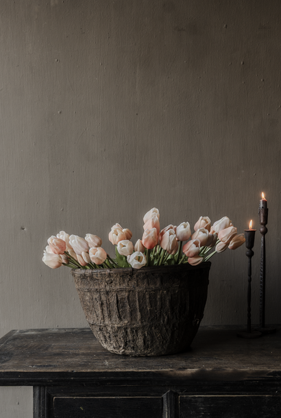 Originaler Vintage-Korb aus Rattanweide und Ton