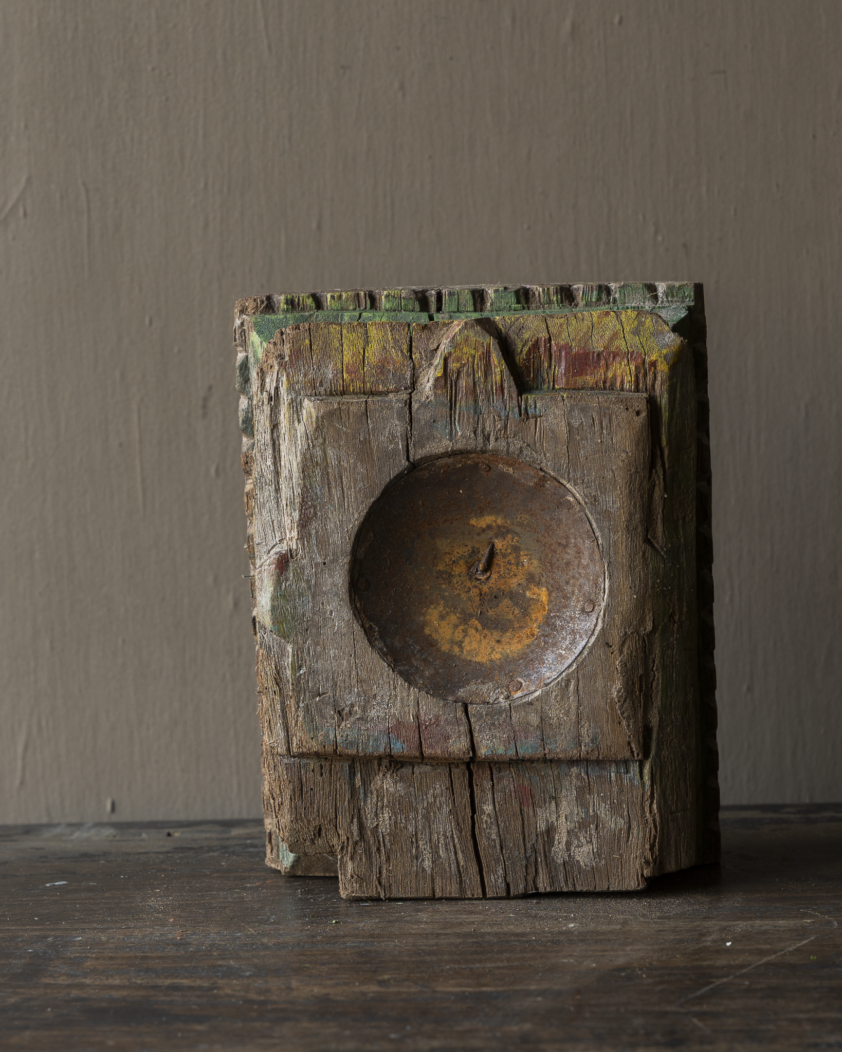 Authentischer Kerzenständer aus Holz mit Fuß – Ibiza-Stil-5