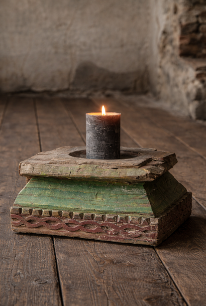 Authentic wooden foot candlestick – Ibiza style