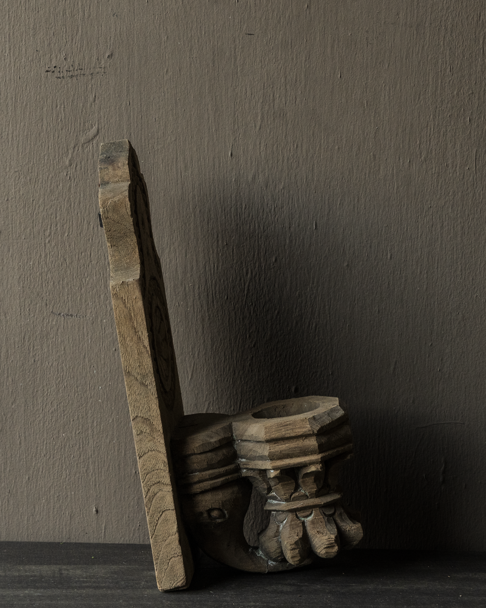 Unique wooden wall candlestick – hand-carved India-4