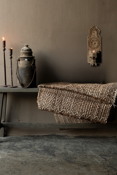 Unique wooden wall candlestick – hand-carved India