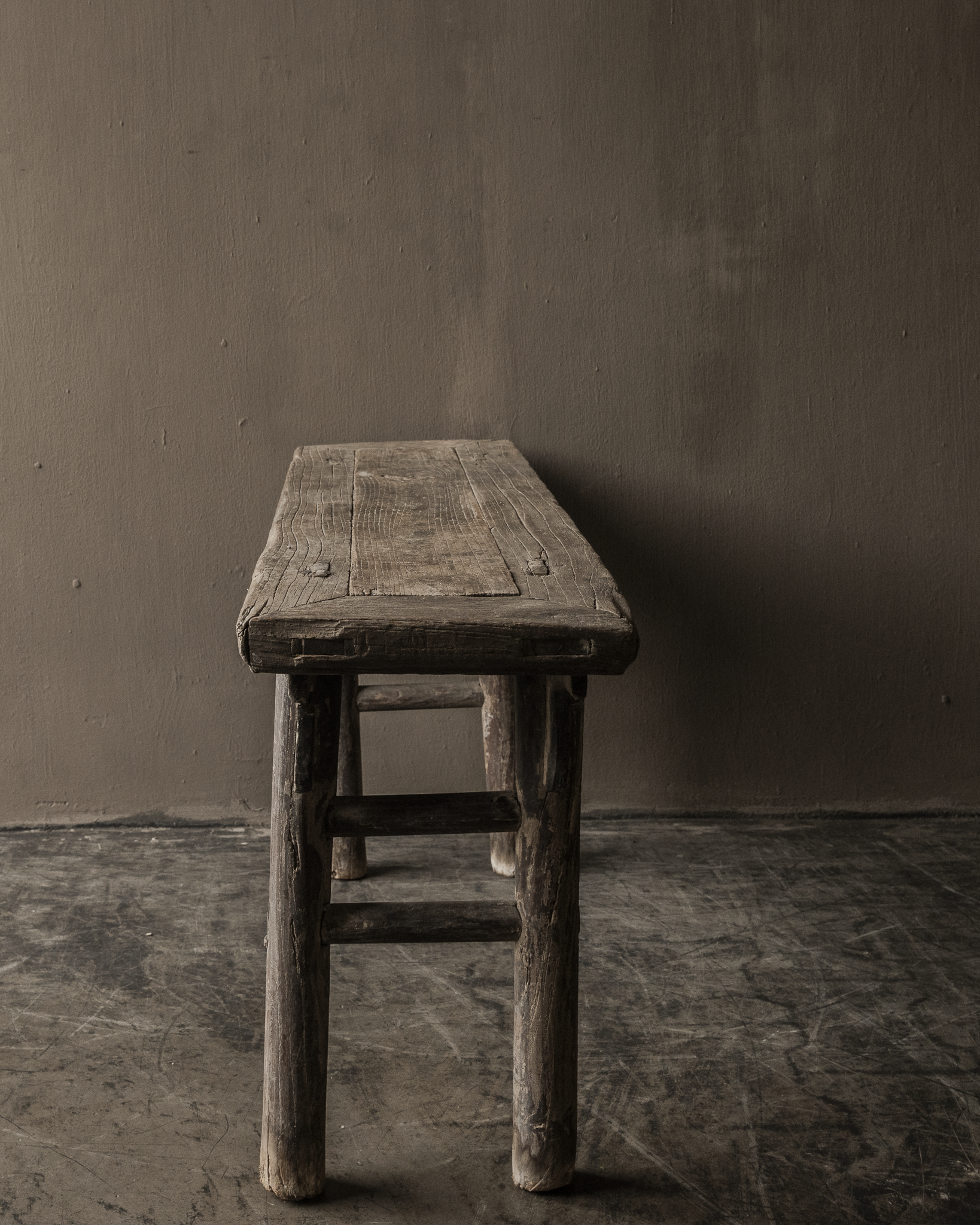 Authentic antique Chinese elmwood wooden bench 105x28xH51cm-2