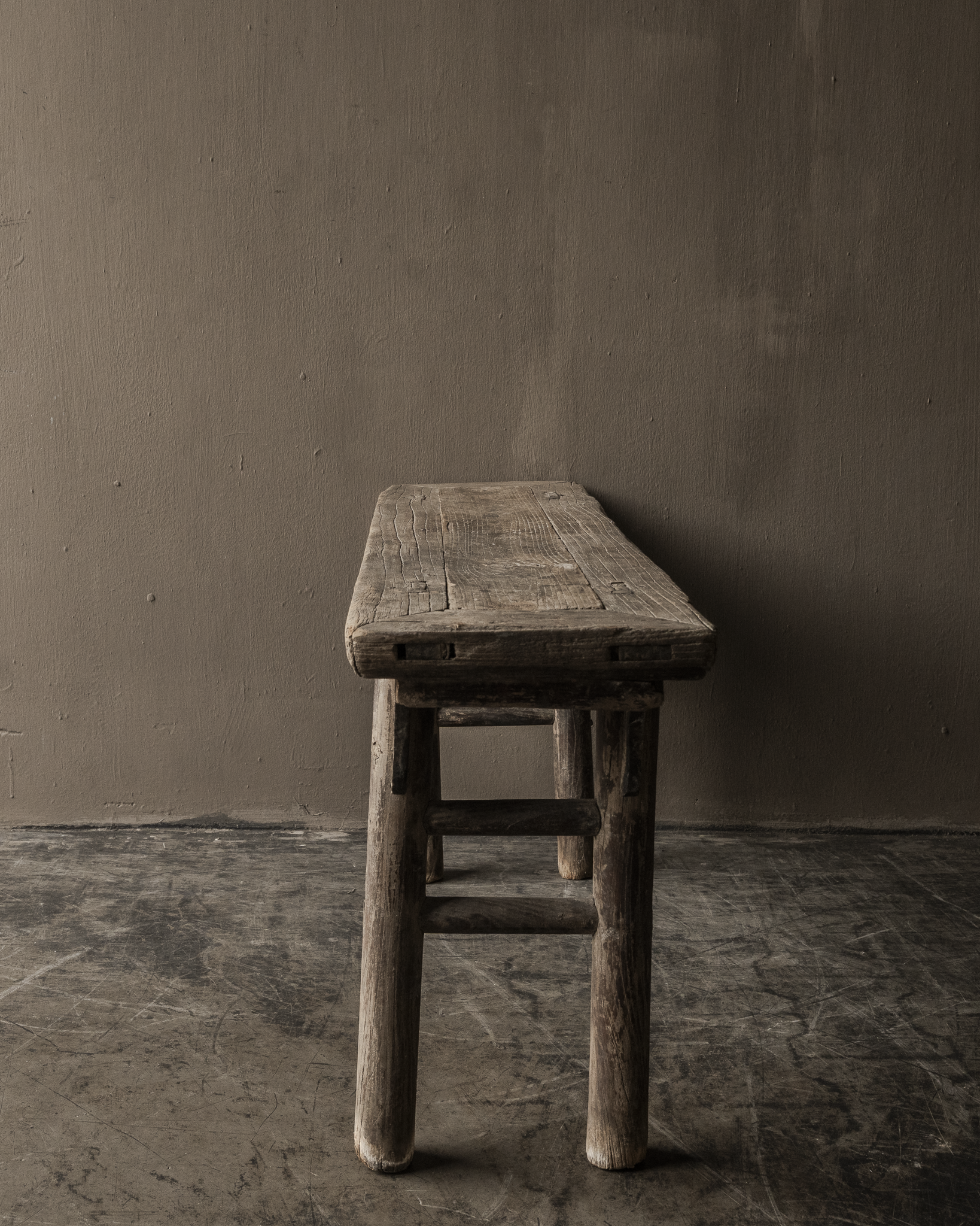 Authentic antique Chinese elmwood wooden bench 105x28xH51cm-5