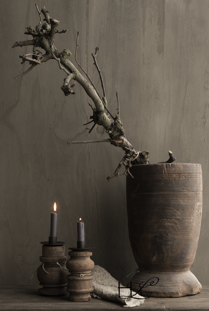 Stoere Oude Houten Vijzel / Pot – HOFFZ