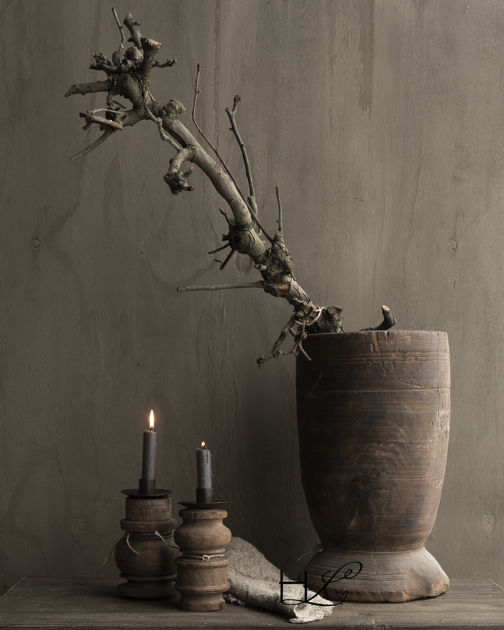 Robuster alter Holzmörser / Topf – HOFFZ-1