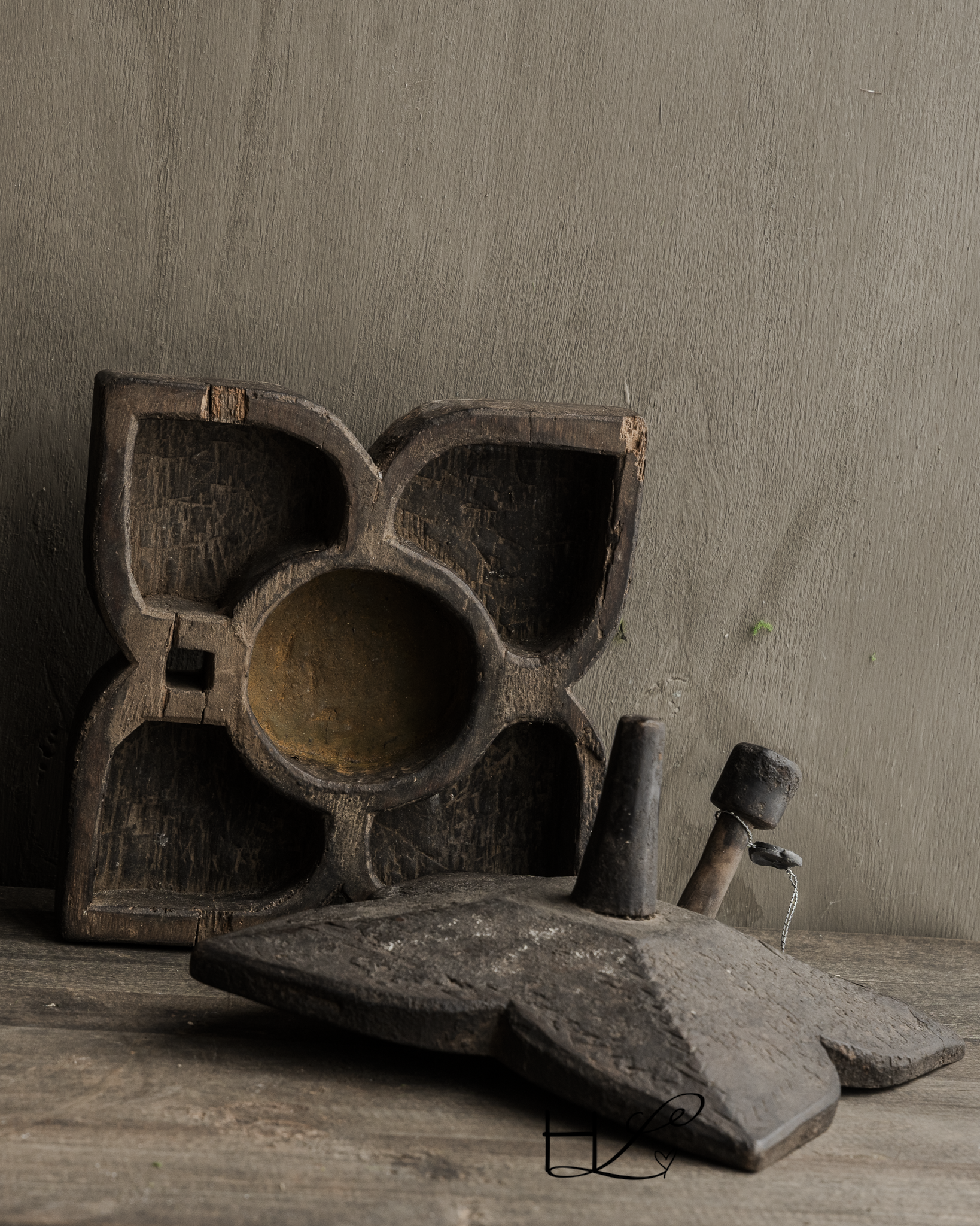 Old antique wooden spice box HOFFZ India-3