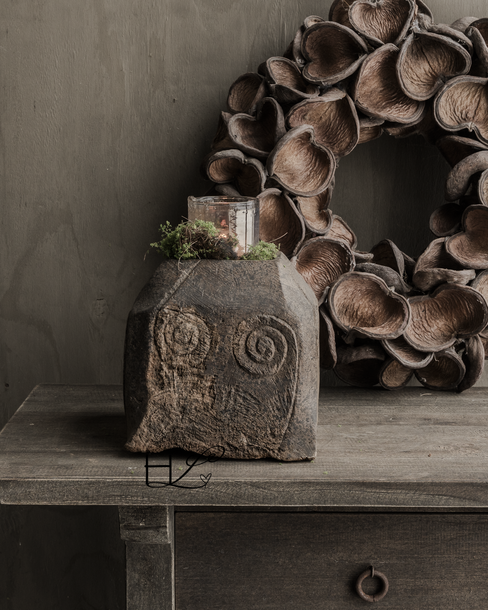 Old Authentic Wooden Base – unique pedestal candlestick Authentic & Unique-3