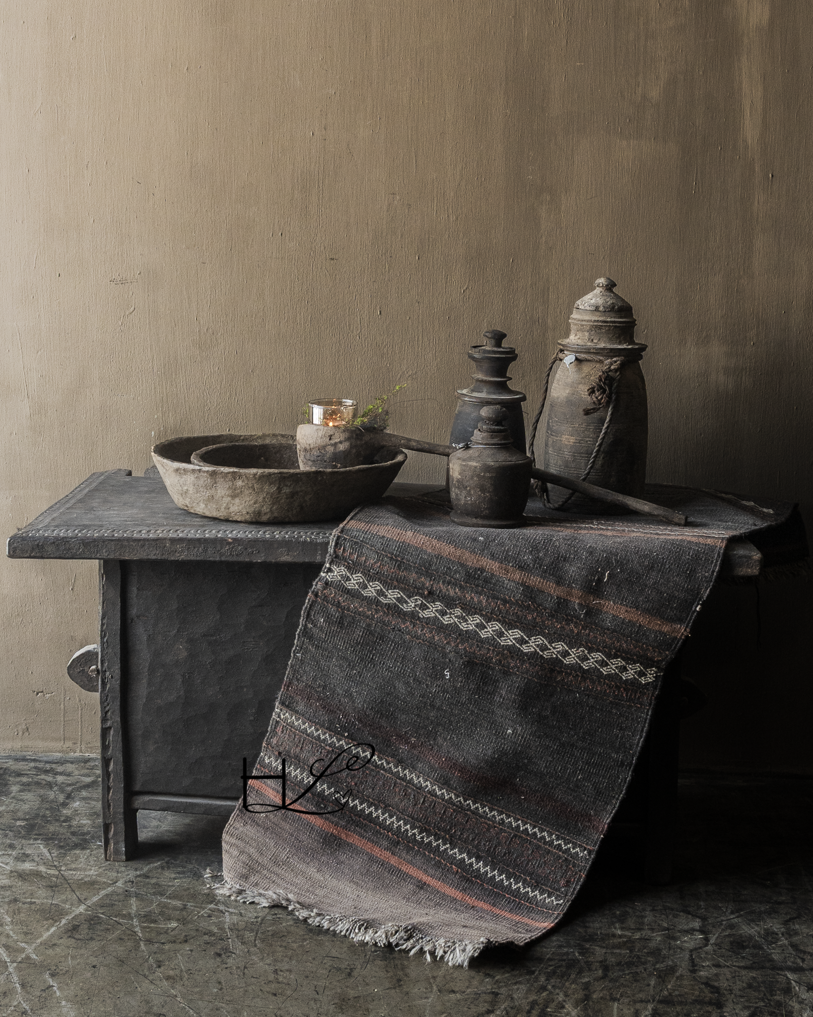 Vintage Handwoven Dhurrie from India (Unique & Imperfect)-1