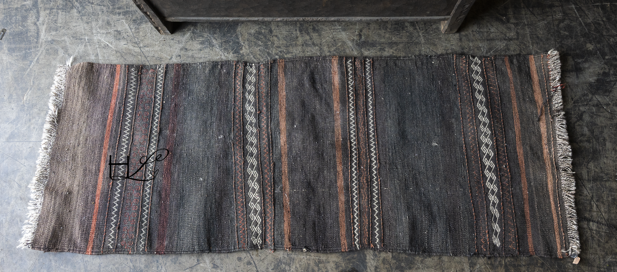 Vintage Handwoven Dhurrie from India (Unique & Imperfect)-2