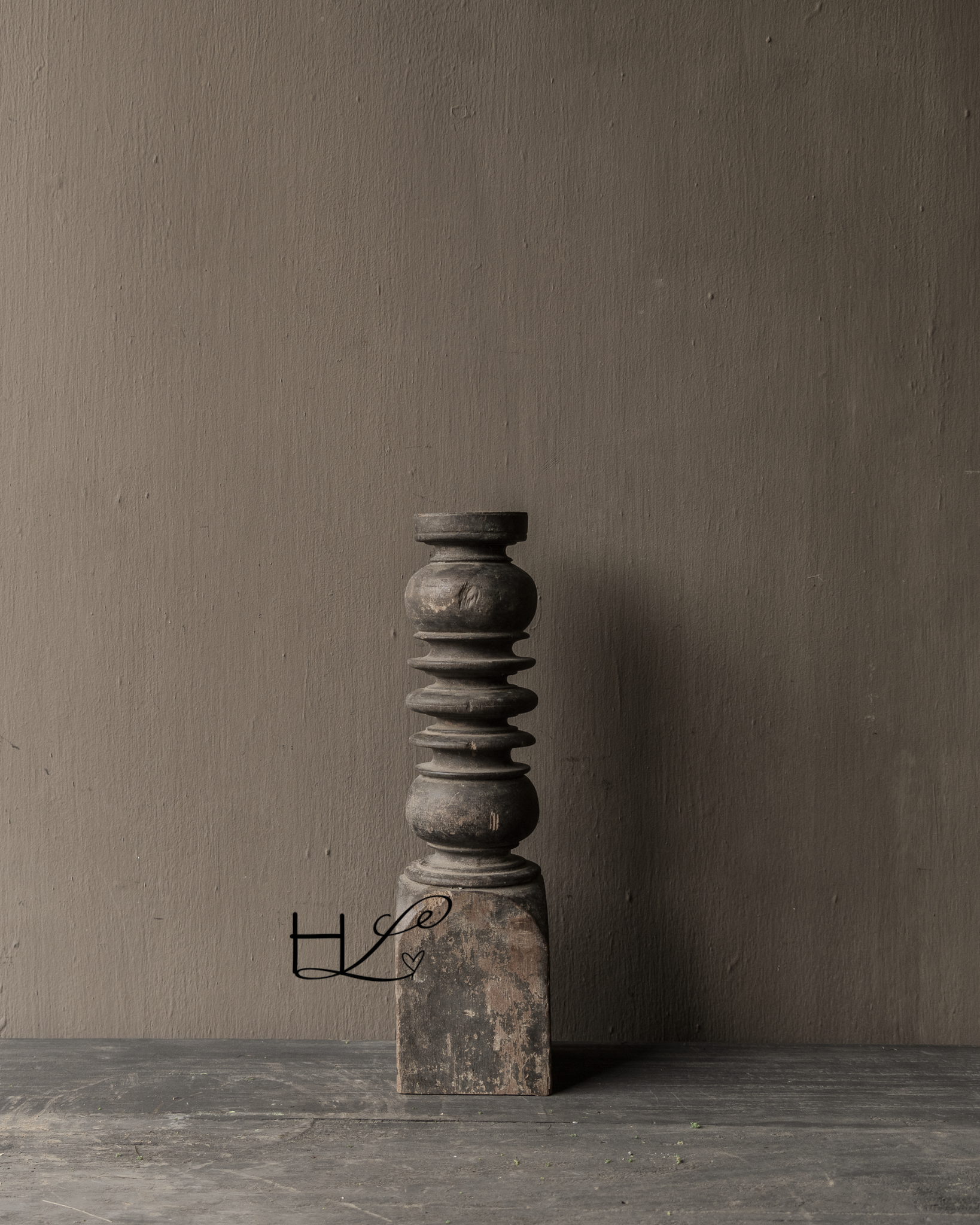 Uniek Houten Oude Baluster kandelaar-6