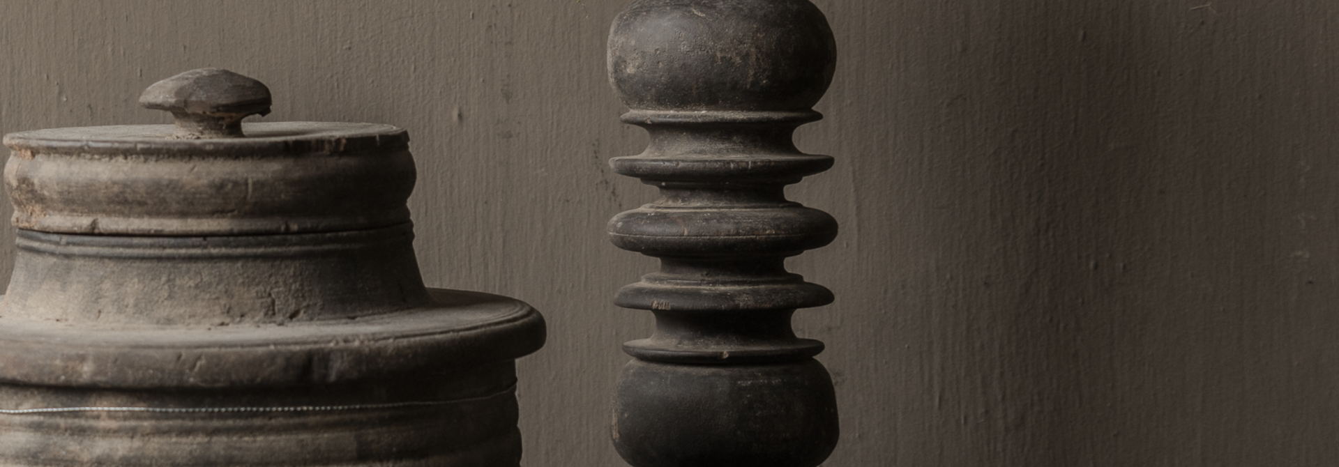 Uniek Houten Oude Baluster kandelaar