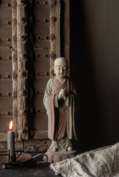 Authentic wooden monk statue