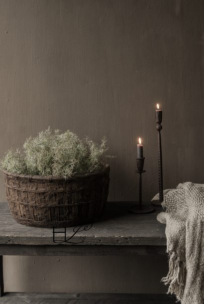 Originaler Vintage-Korb aus Rattanweide und Ton