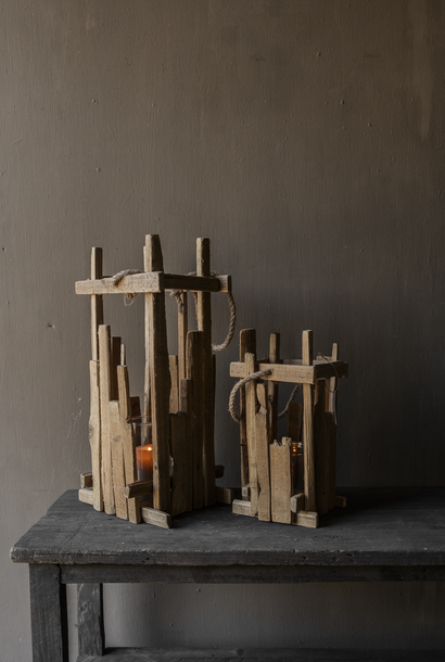 Wooden Lantern FSC Poplar with Glass | Rugged & Country Living