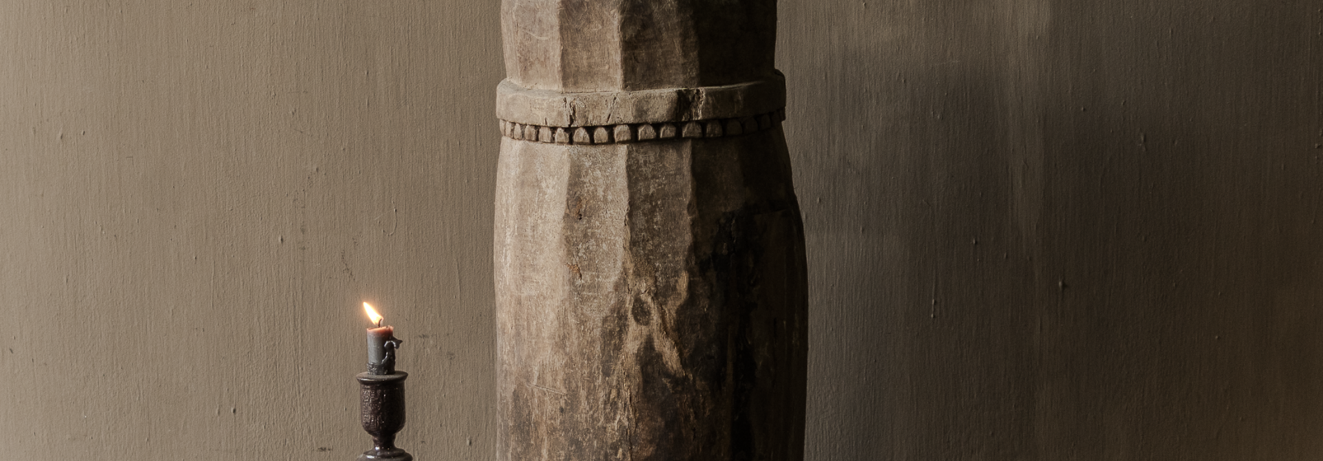 Uniek imperfect houten vijzel