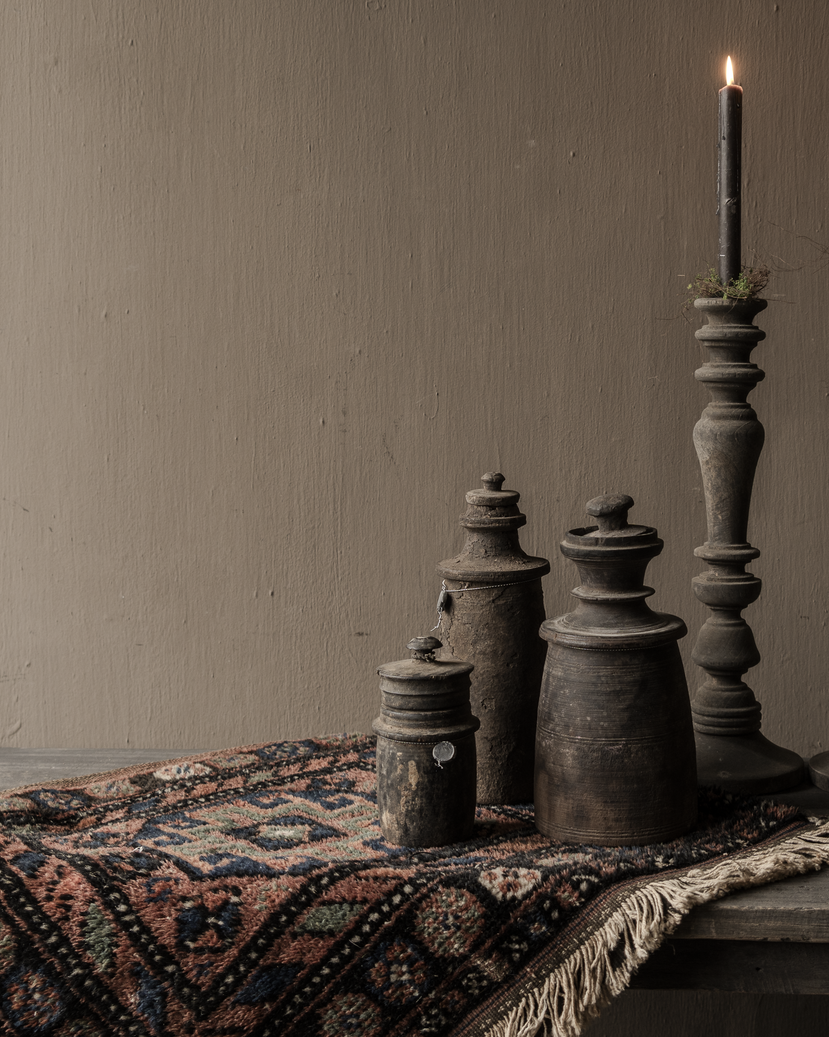 Original Old wooden Nepalese Jar with lid-2