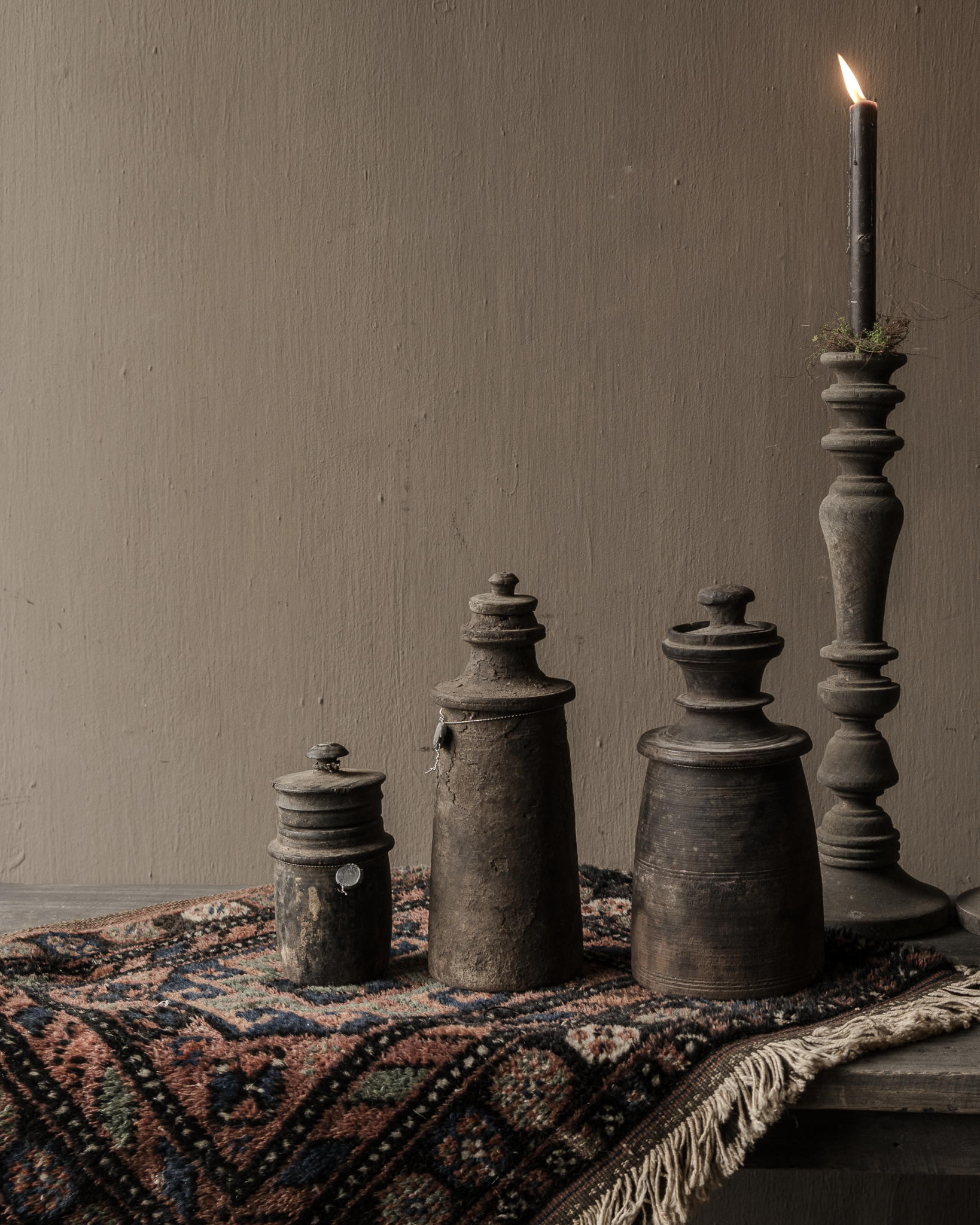 Original Old wooden Nepalese Jar with lid-3