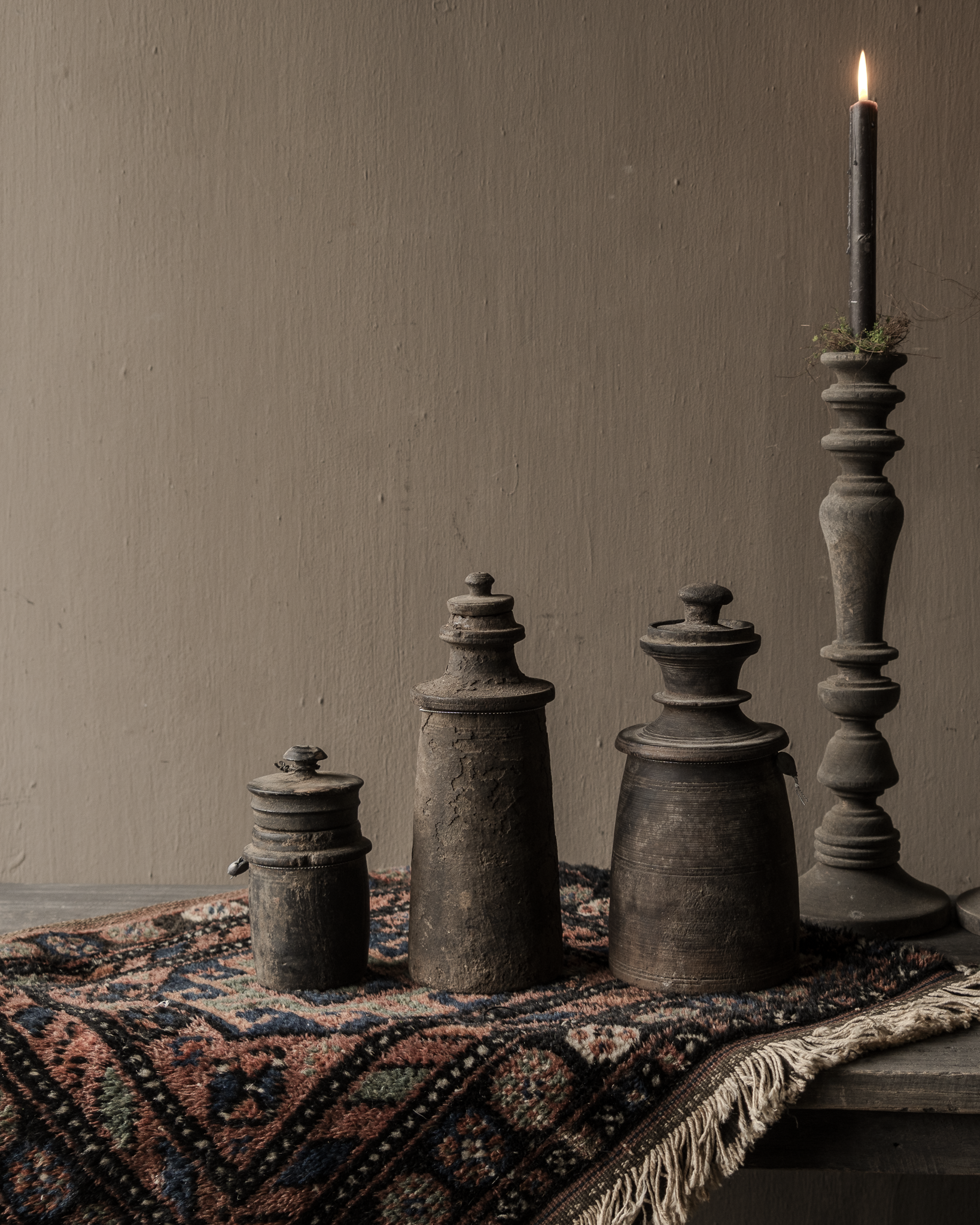 Original Old wooden Nepalese Jar with lid-4