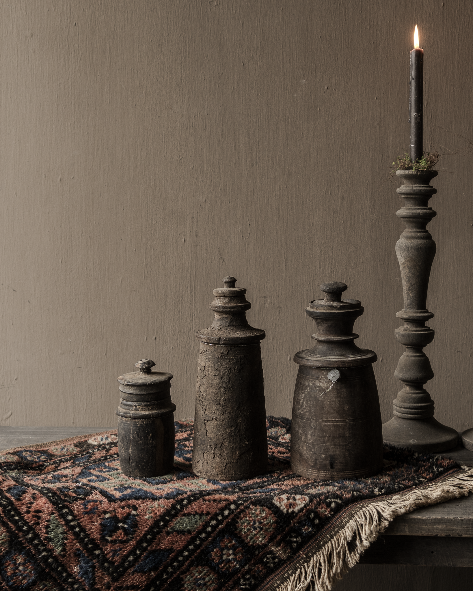 Original Old wooden Nepalese Jar with lid-5