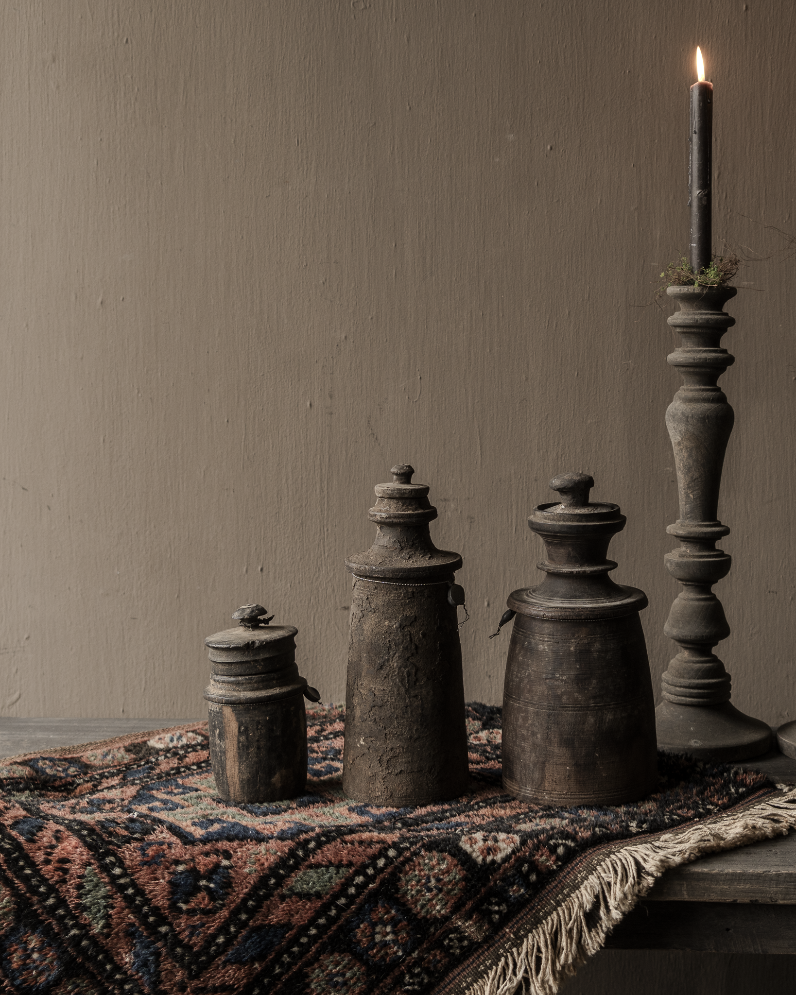 Original Old wooden Nepalese Jar with lid-6