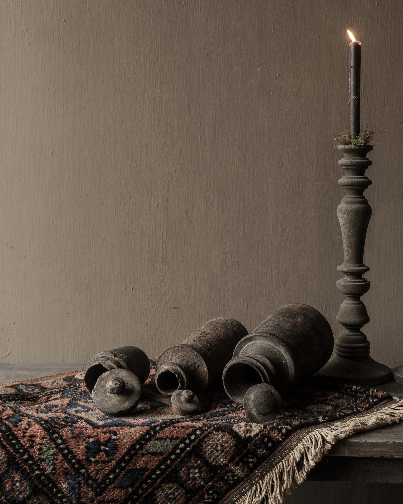 Original Old wooden Nepalese Jar with lid-7