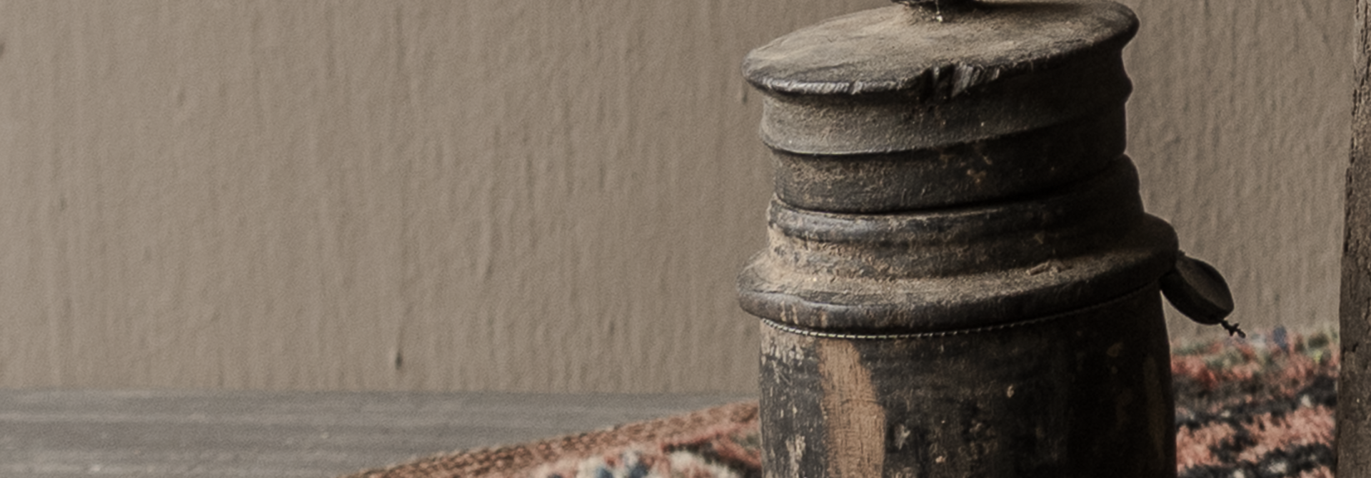 Original Old wooden Nepalese Jar with lid