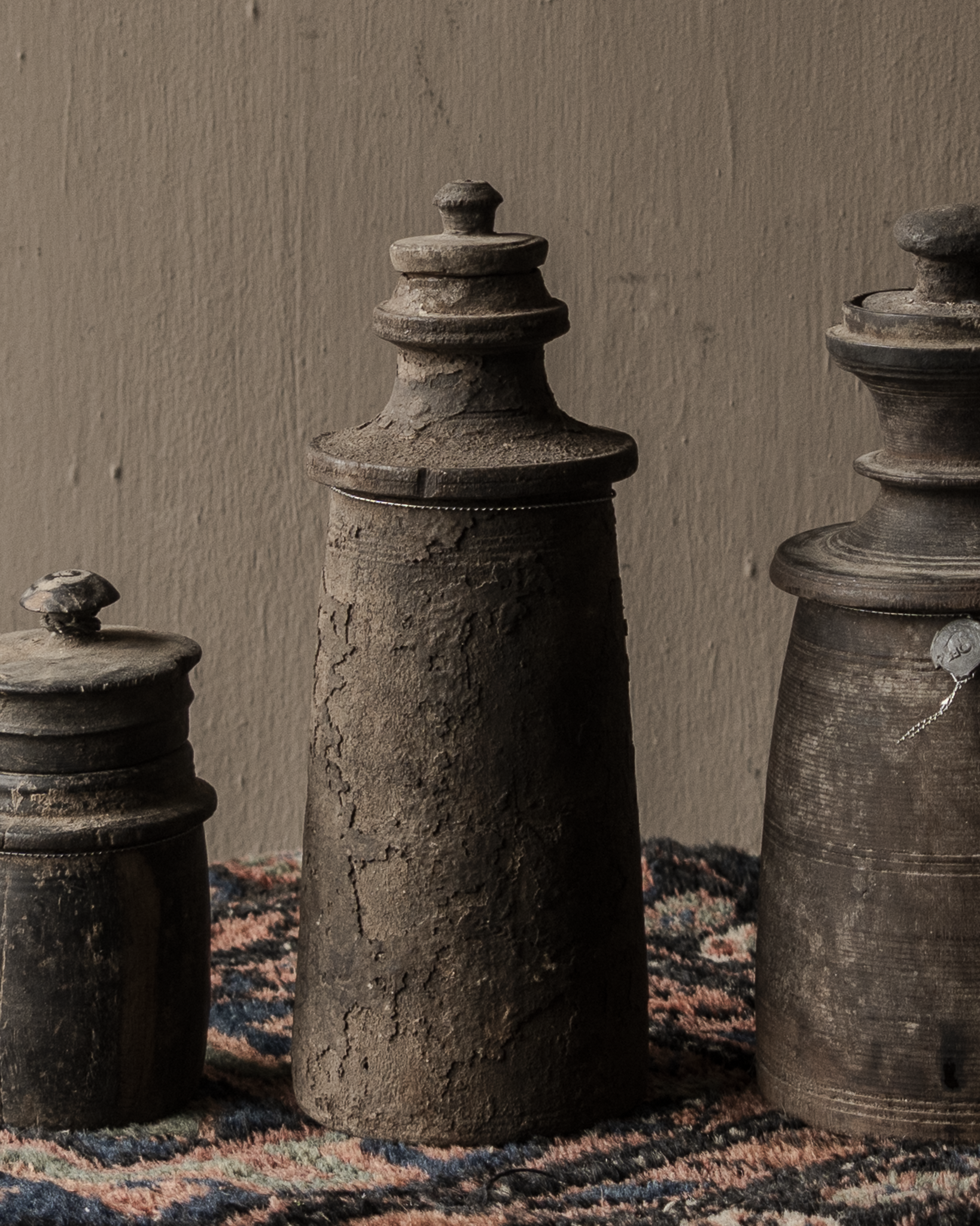 Original Old wooden Nepalese Jar with lid-8