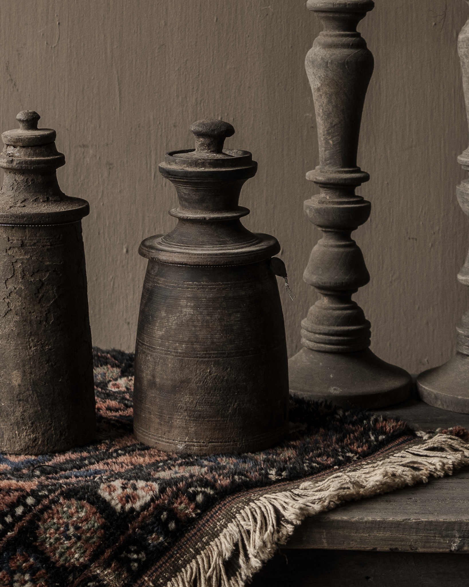 Original Old wooden Nepalese Jar with lid-9