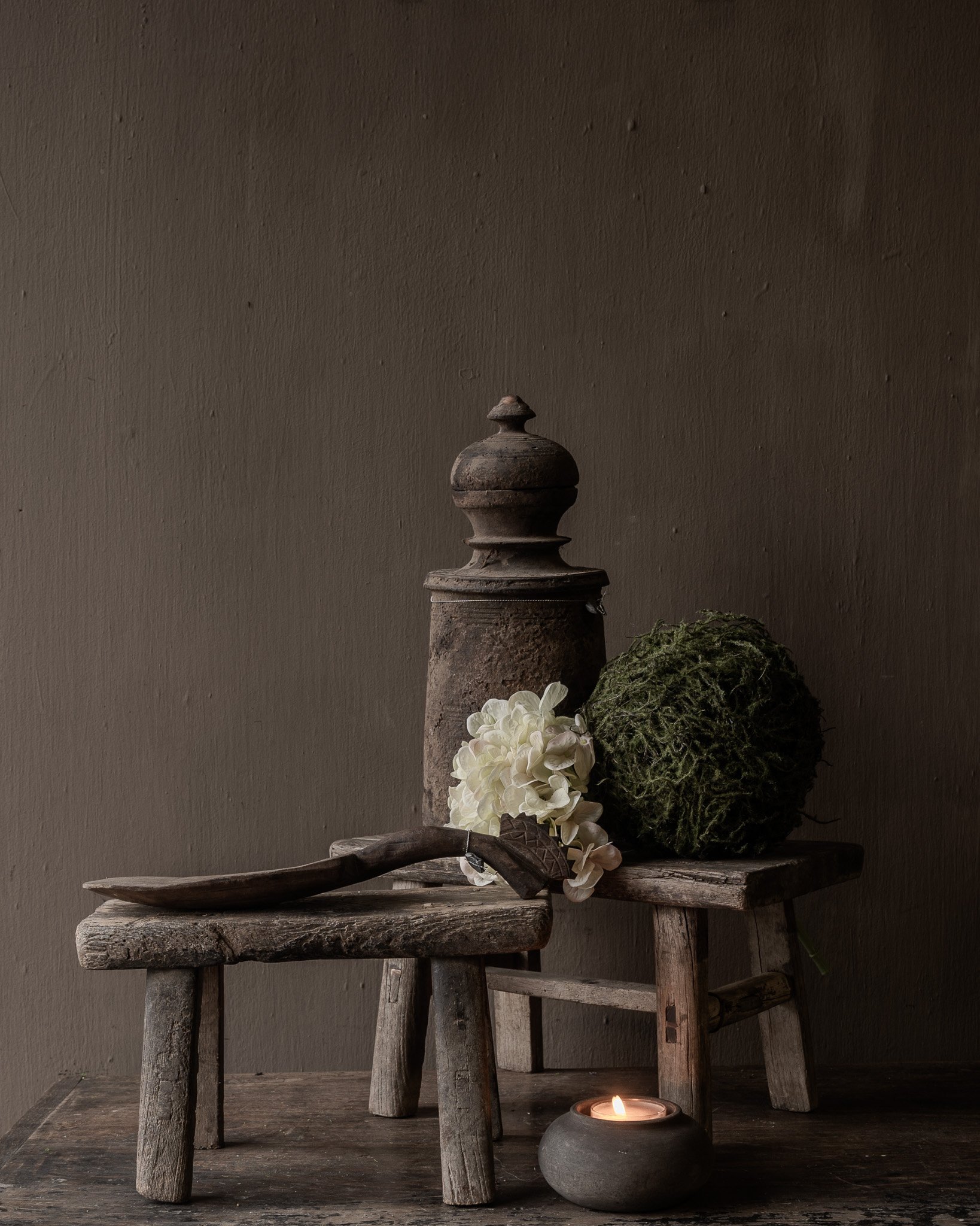 Authentic Elmwood Wooden Mini Stool-2