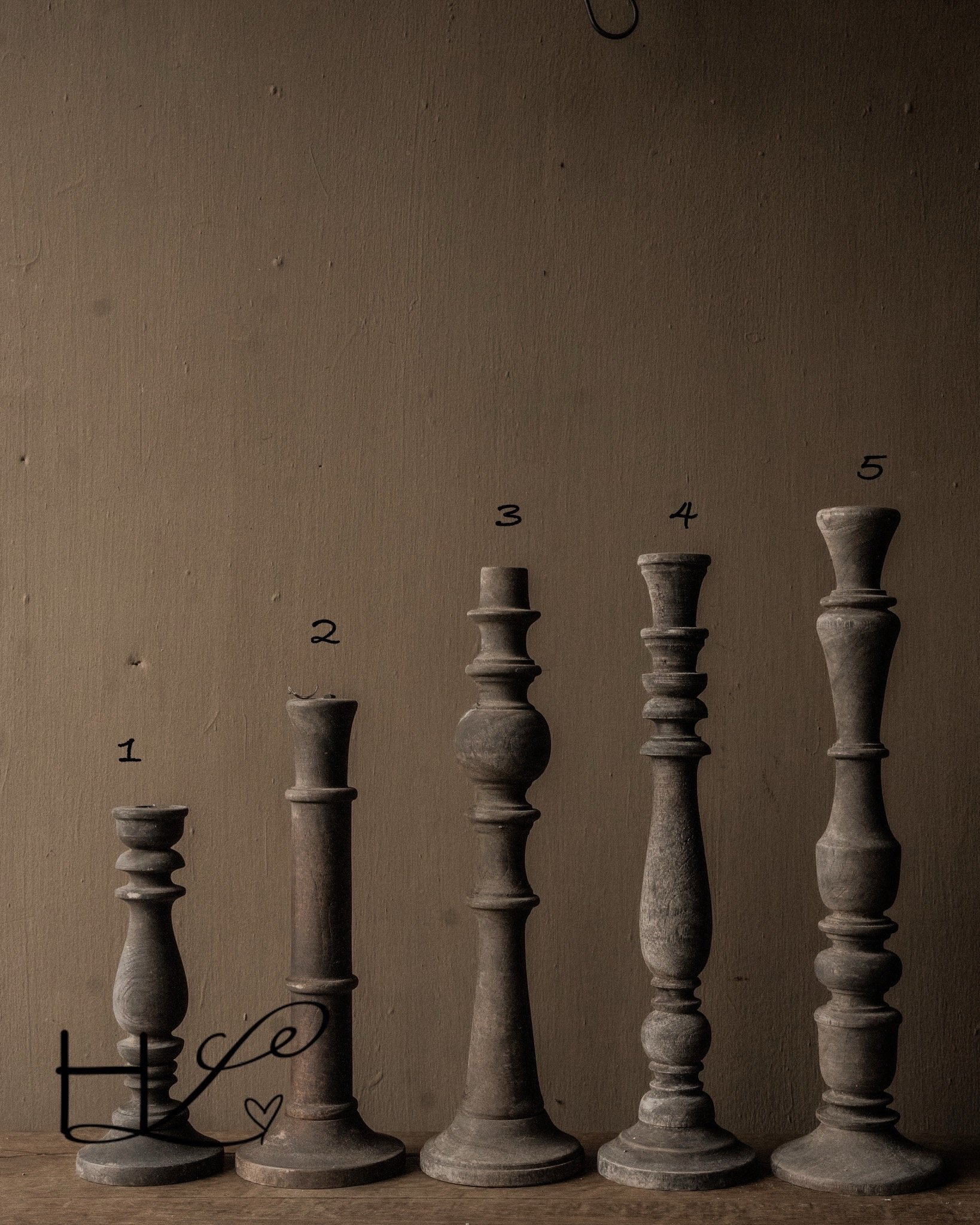 Stoer oud verweerd rustiek Houten kandelaar-6