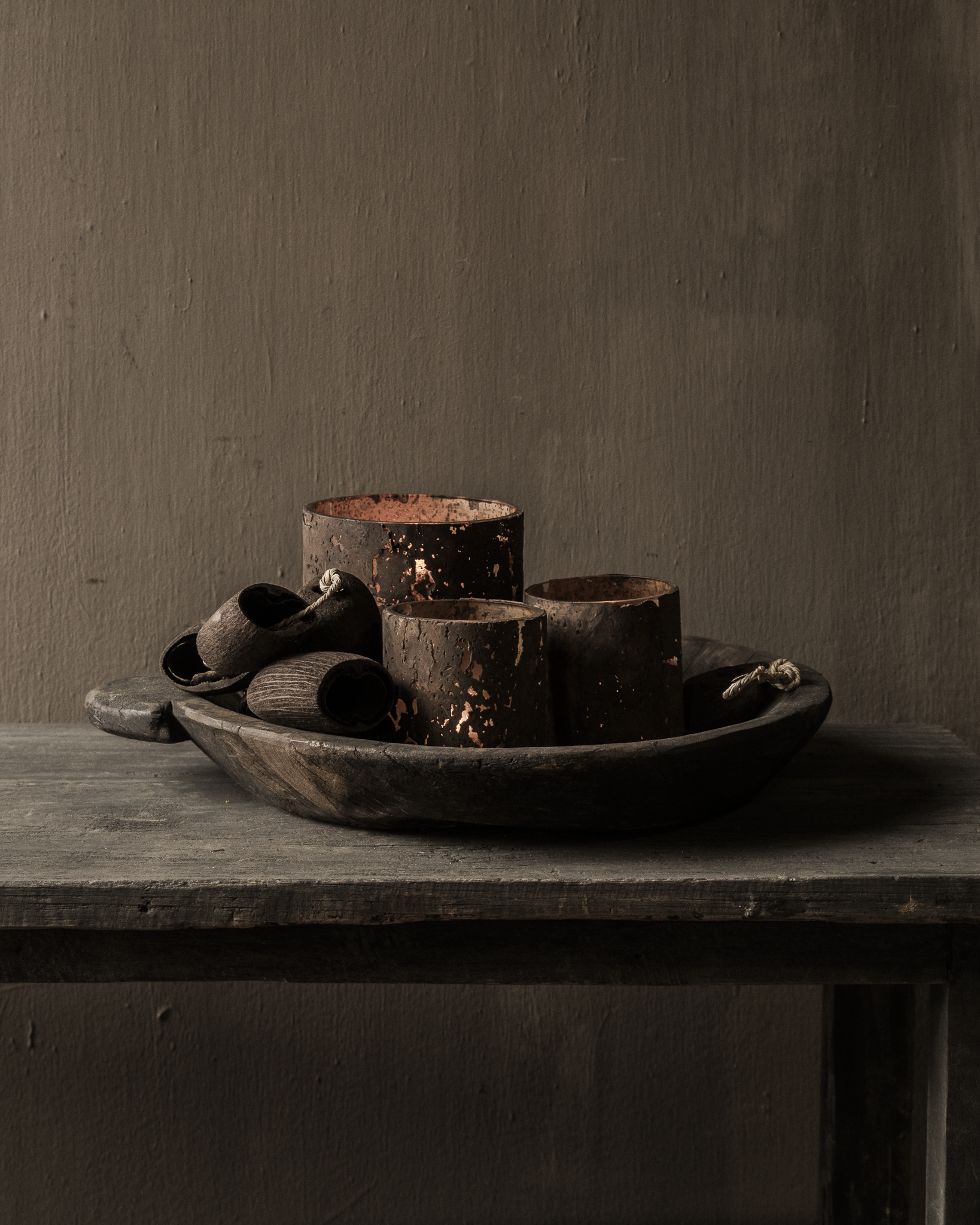 Authentieke oude houten Nepalese schaal-1