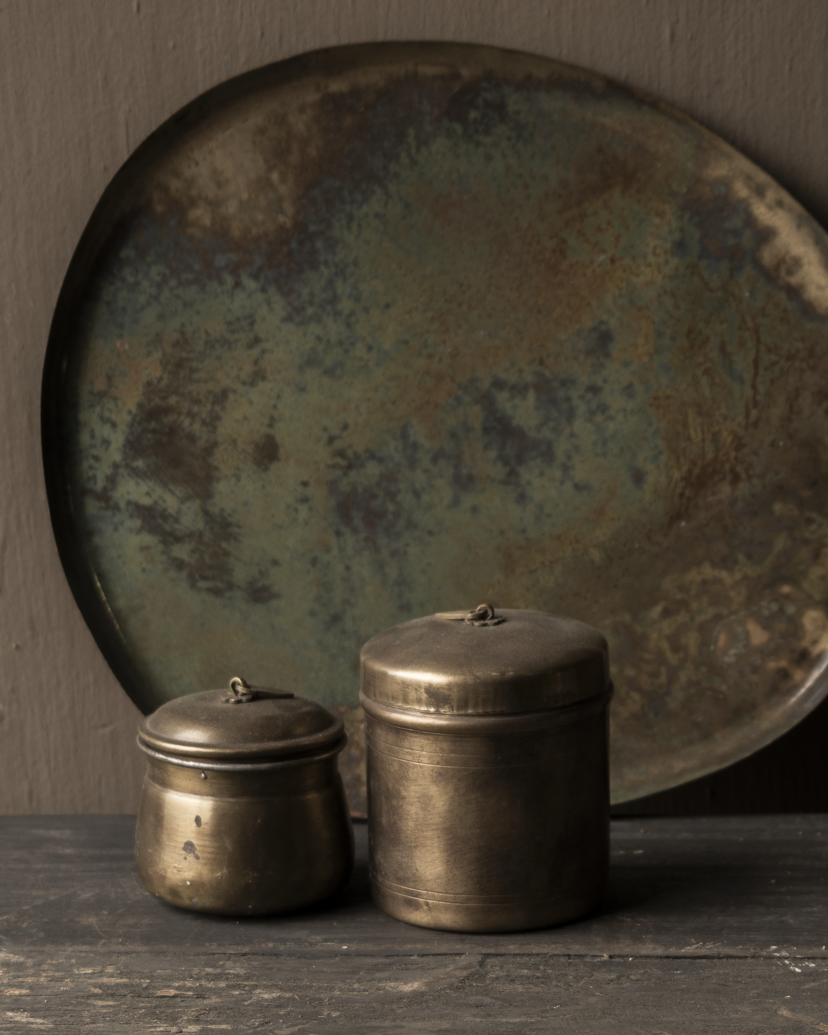 Klein koperen potje met deksel-2