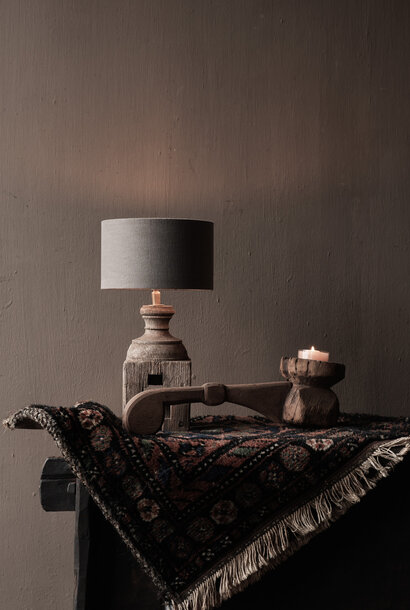 Sturdy wooden wabi sabi candlestick made from old parts