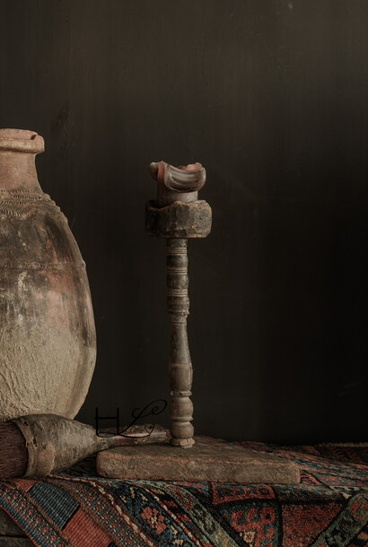 Unique Wooden Old Baluster Candlestick