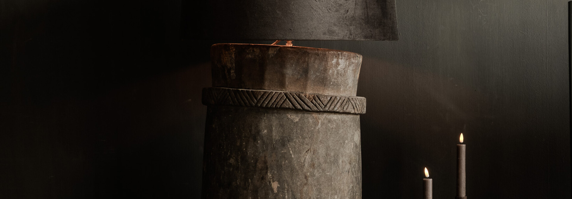 Stoer Uniek Houten kruiklamp van Antieke kruik