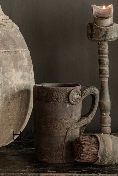 Unique Antique Wooden Mug / Milk Jug