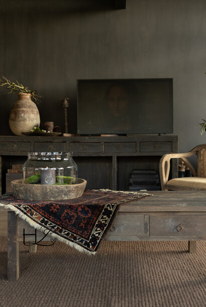 Salontafel oud rustiek hout  uniek met drie  lades
