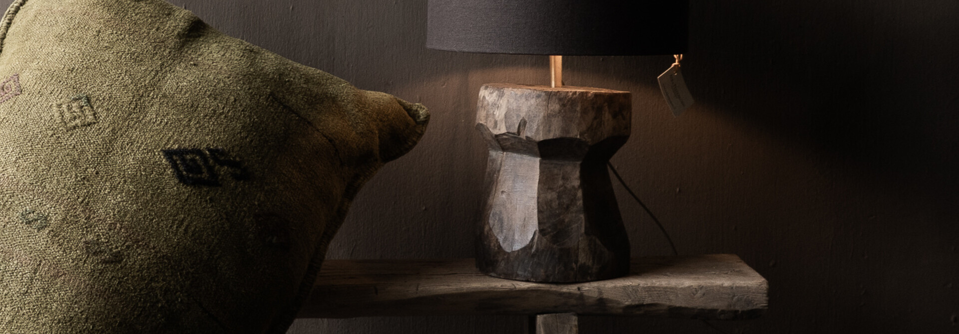 Unique table lamp made from an old wooden baluster – authentic