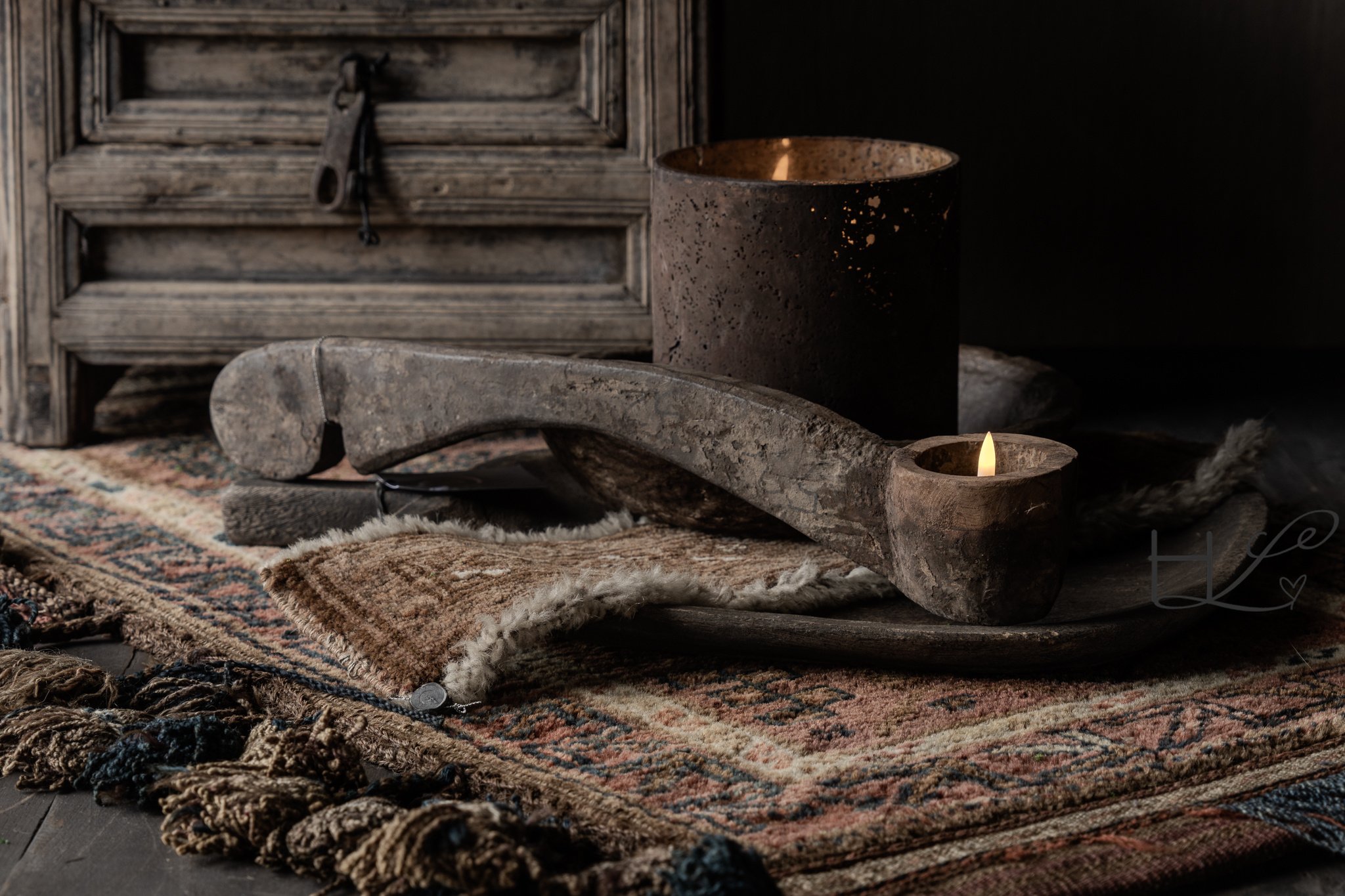 HOFFZ Alter Holzlöffel / Schöpfkelle – authentisches, verwittertes Holz – Dekorationsobjekt-2