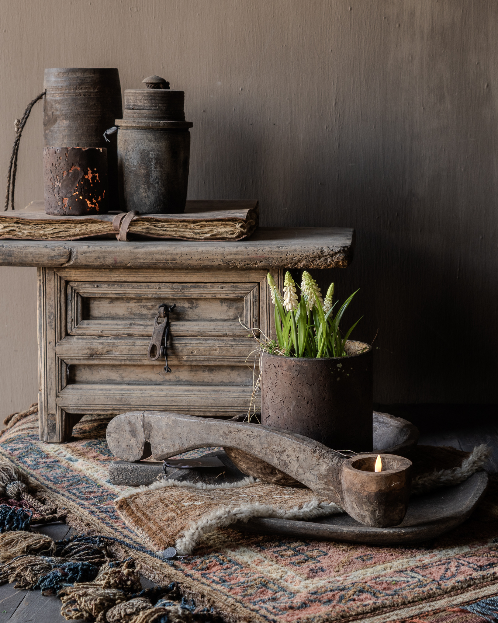 HOFFZ Alter Holzlöffel / Schöpfkelle – authentisches, verwittertes Holz – Dekorationsobjekt-1