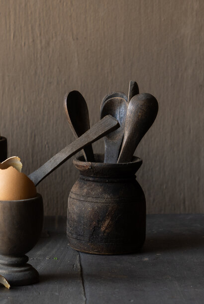 Nepalese oude houten Potje , kruikje