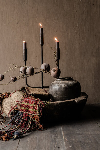 Grote oude houten Nepalese schaal – wabi sabi trog | uniek XL stuk