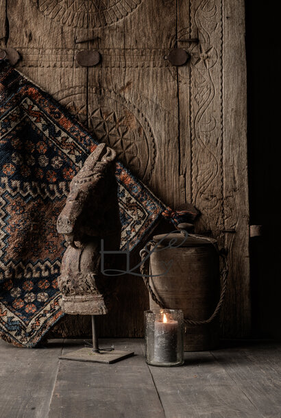 Beautiful antique wooden horse head on stand XL