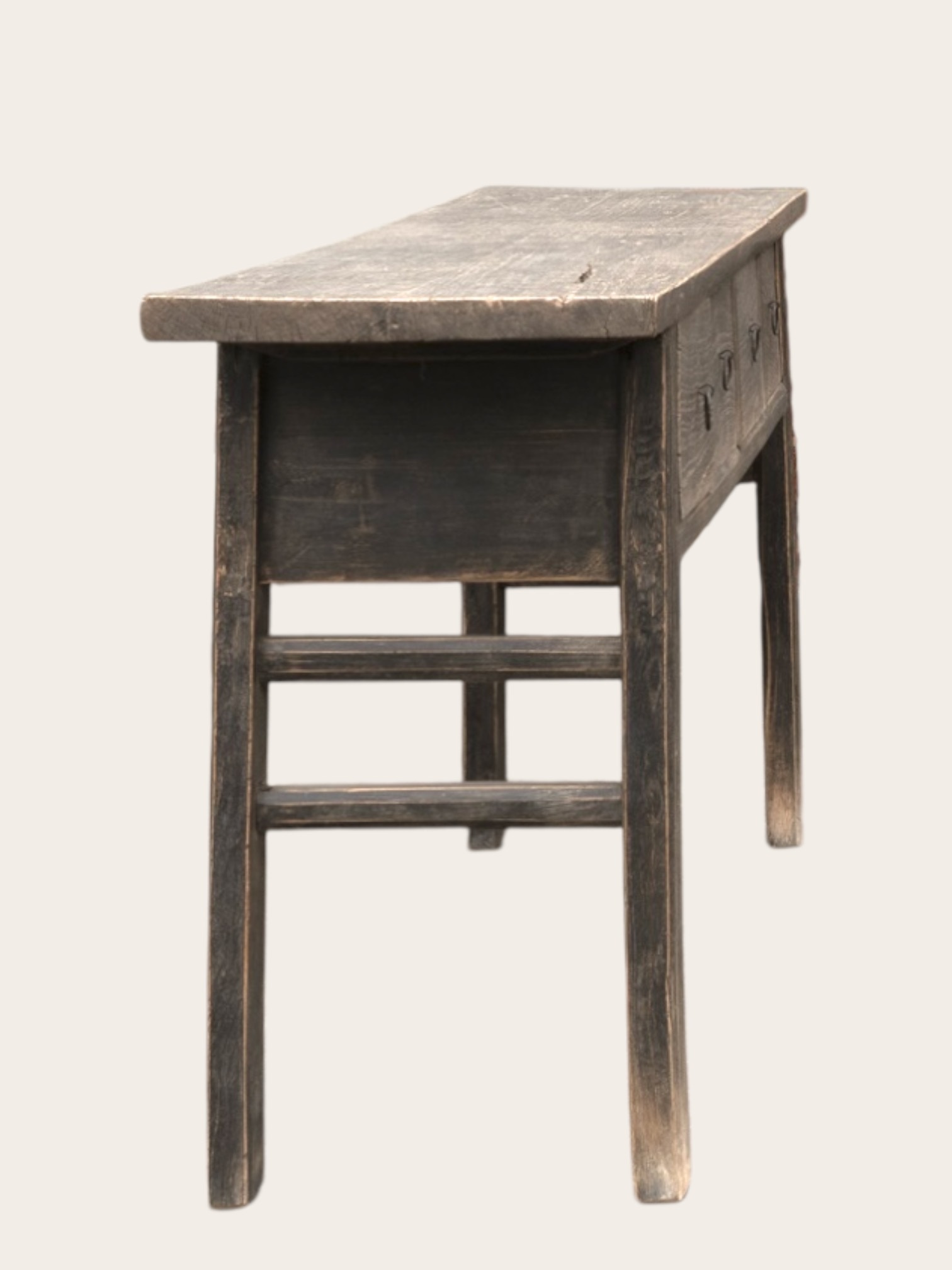 Oud Antiek Uniek Wabi Sabi Houten doorleefde Sidetable / Muurtafel-3