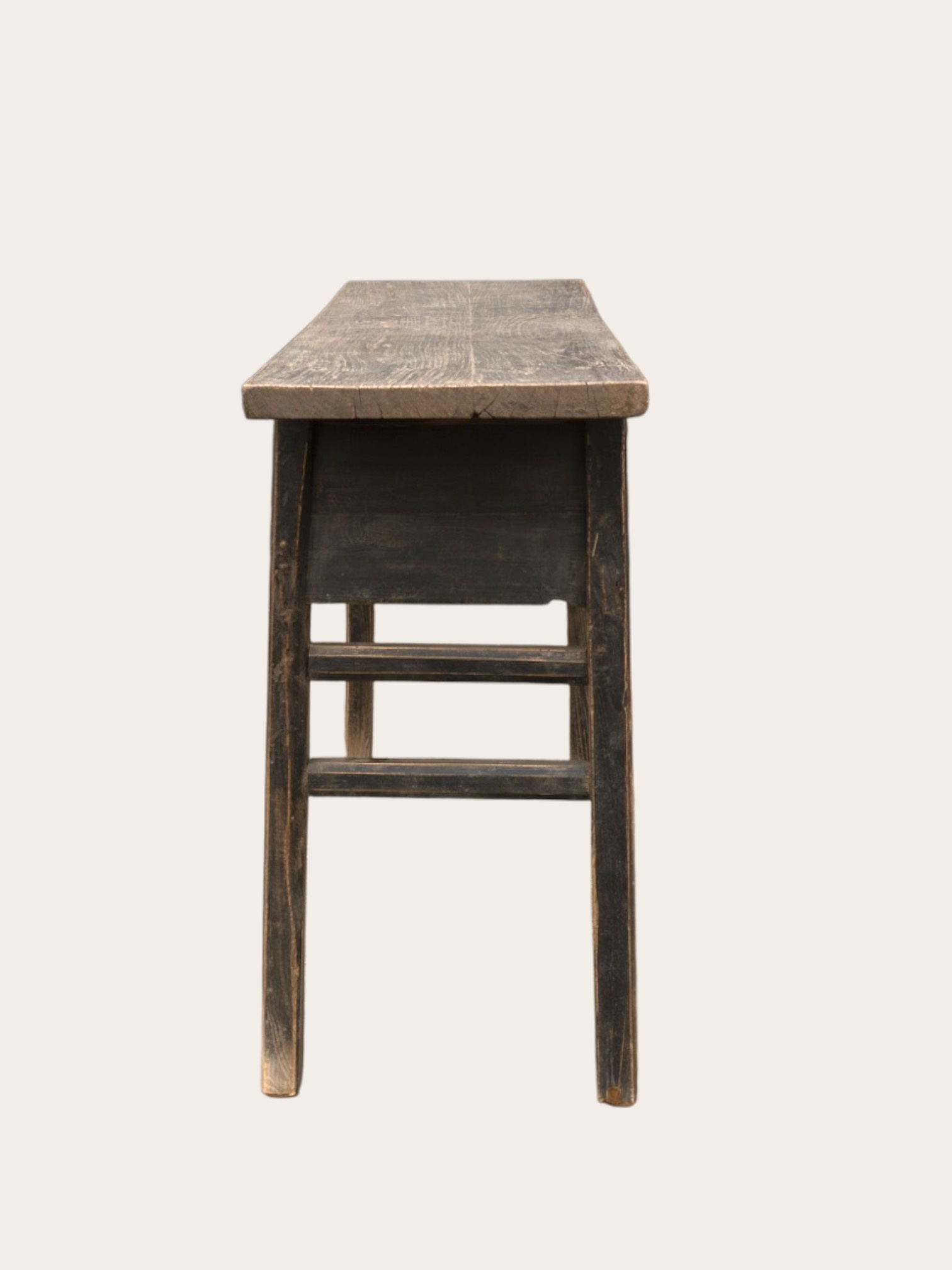 Oud Antiek Uniek Wabi Sabi Houten doorleefde Sidetable / Muurtafel-4