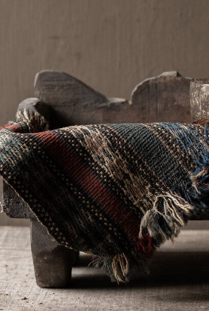 Einzigartiger Mini-Teppich aus Indien – handgewebt – rustikal-schlicht – 24 x 20 cm